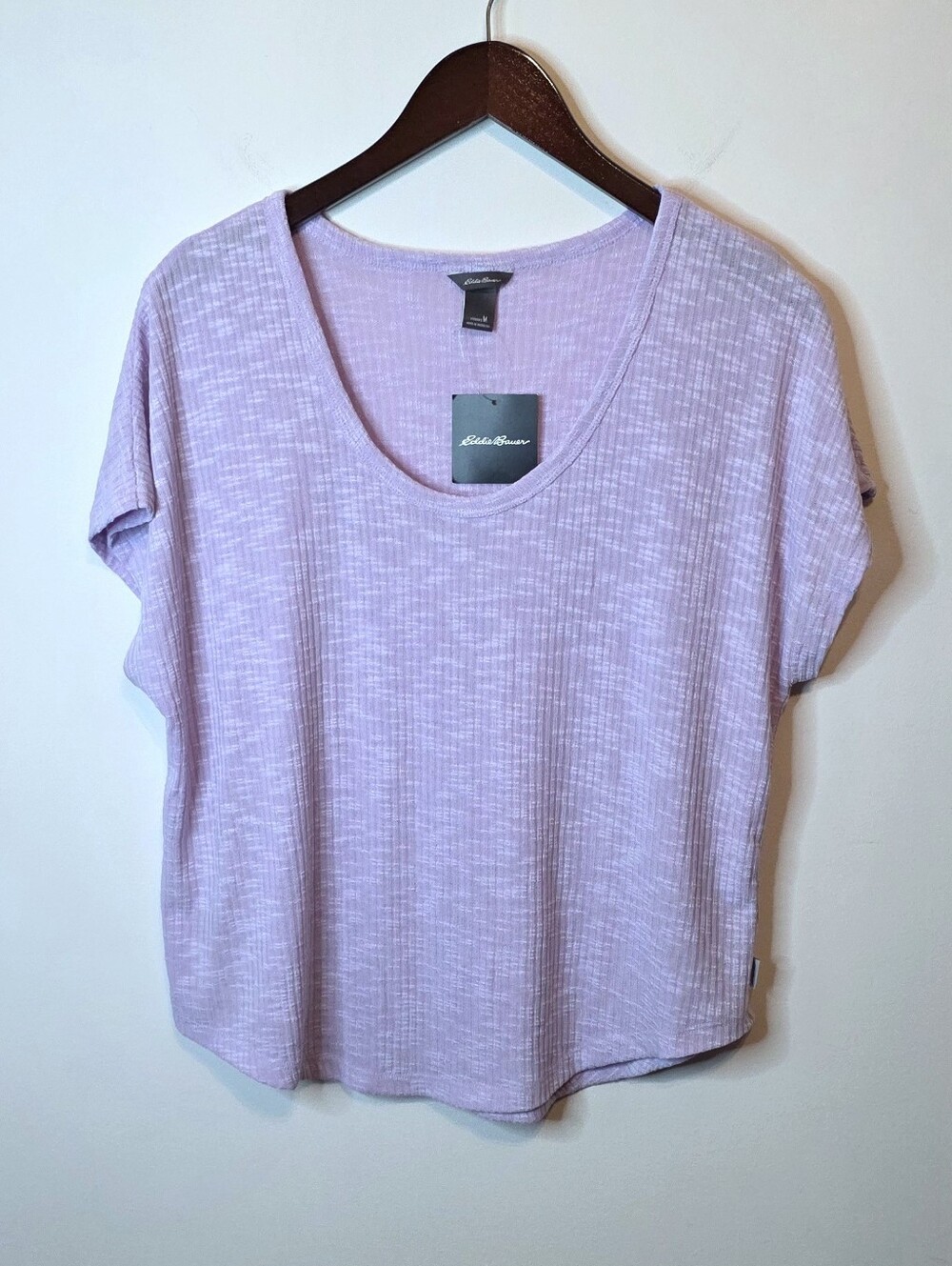 Eddie Bauer Lilac Revive Rib Scoop Neck Short Sleeve Tee Size Medium Style 4171